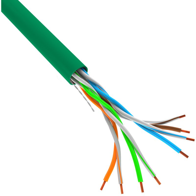 Bobina de cable de red ethernet Cat. 5e UTP CCA de 305 m rígido de color verde LCU5-10CC-0305-G - LN15300 - 01