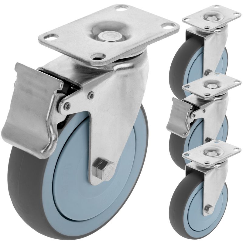 Ruedas pivotantes con freno de 12cm para armario Rack de carga y transporte Pack 4 - WM06900 - 01