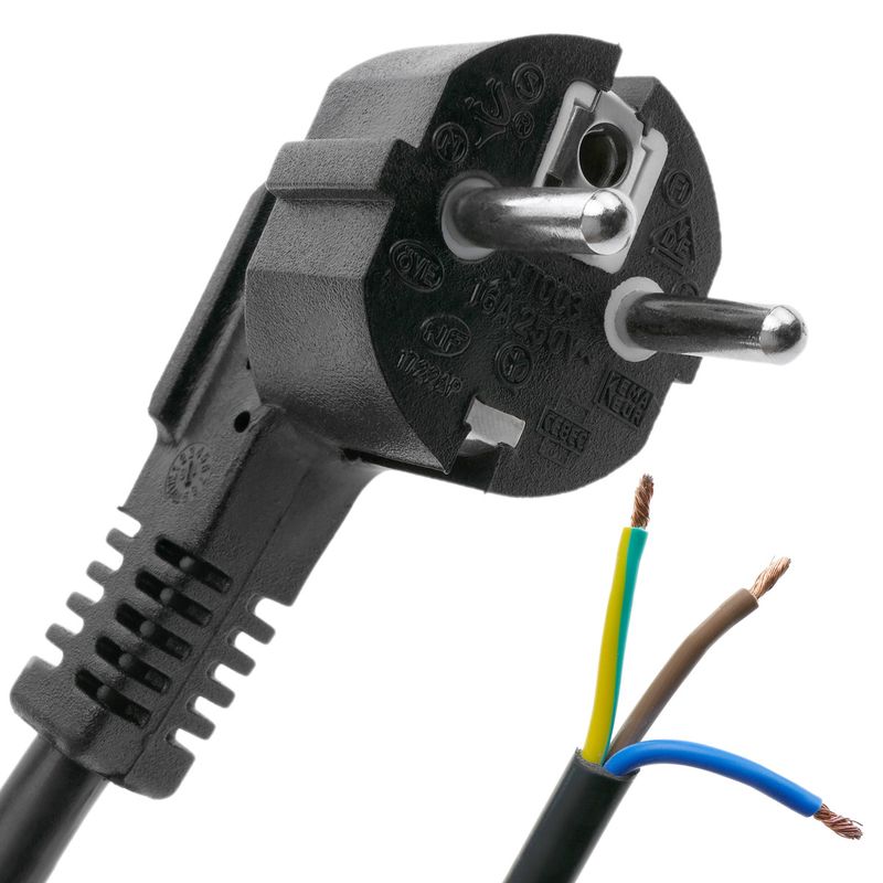 Cable de alimentación eléctrico H05VV-F 1.8m de enchufe schuko a bornes 3x1.50mm² - FE00100 - 01