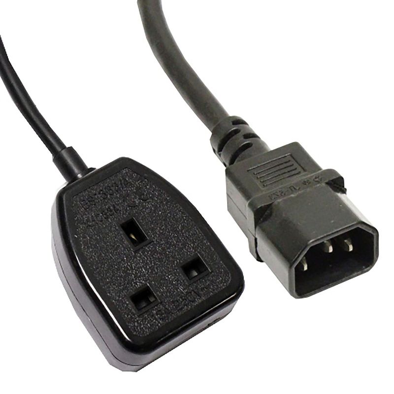Cable eléctrico British Standard BS-1363-2 a IEC-60320-C14 de 0.4m negro - CL08200 - 01