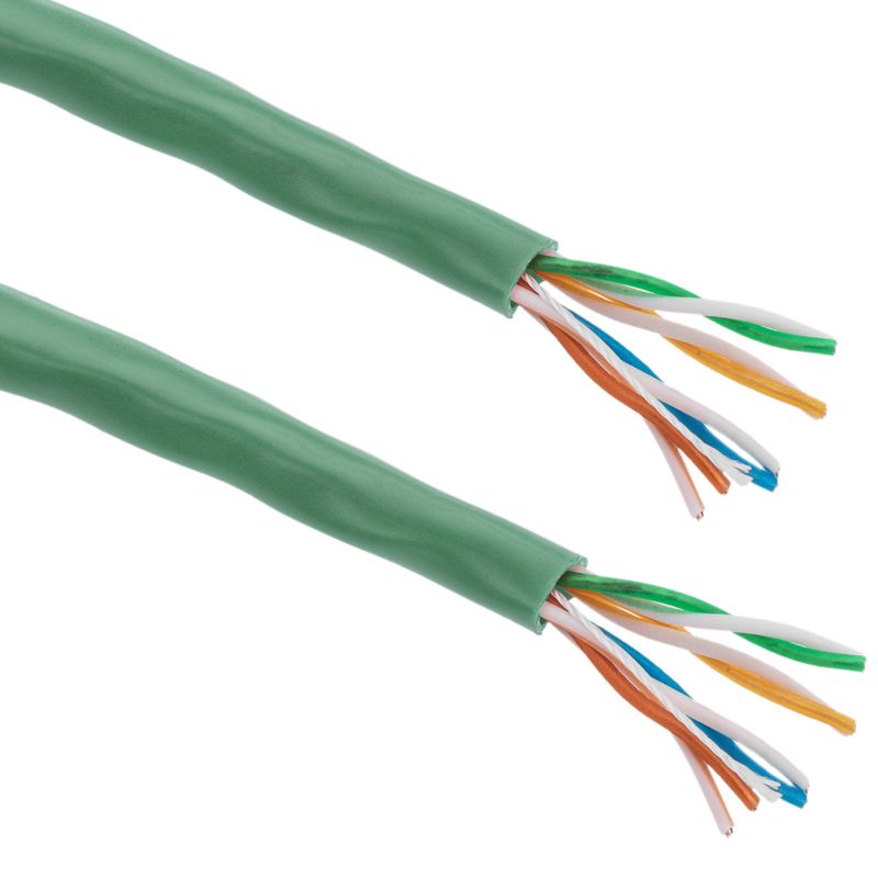 Bobina de cable de red ethernet Cat. 5e UTP CCA de 100 m rígido de color verde - LQ02100 - 01