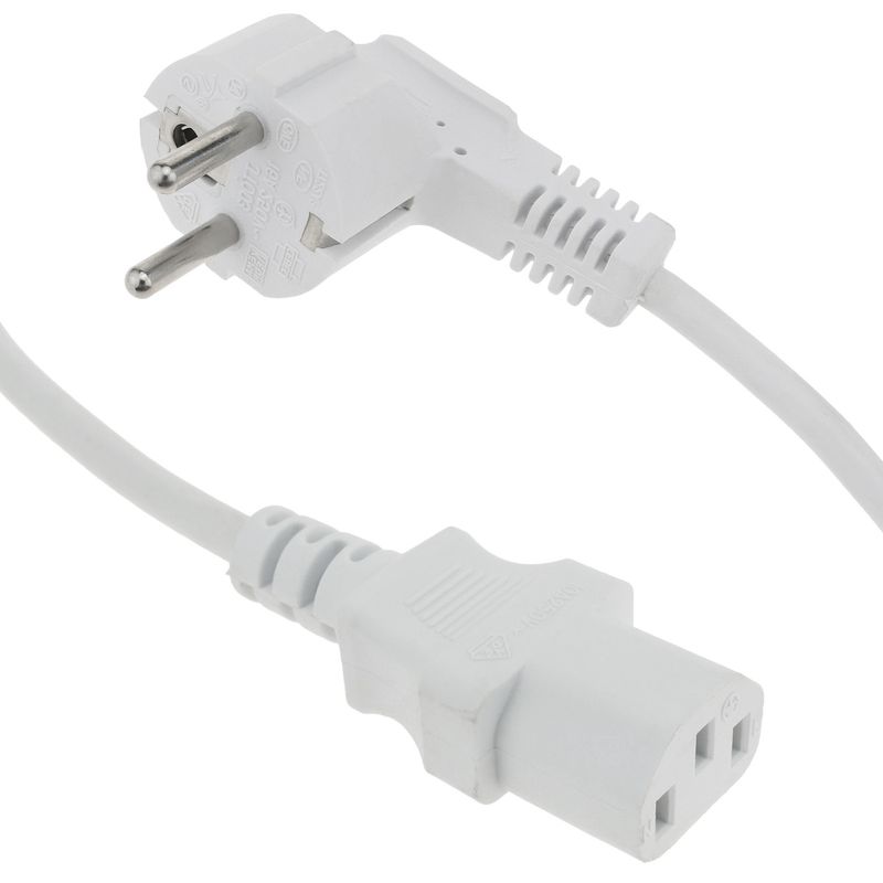 Cable de alimentación IEC-60320 blanco C13 SCHUKO-macho 3m - CH08200 - 01