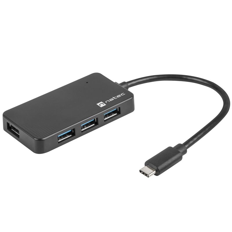 Hub USB-C 3.0 de 4 puertos negro + adaptador USB-A Natec Silkworm NHU-1343 - NT39100 - 01