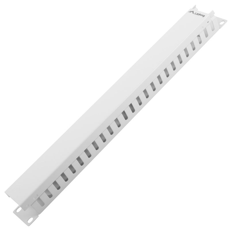Panel guiacables para armario rack 19" blanco para la gestión de cables 1U Lanberg AK-1201-S - RM14100 - 01