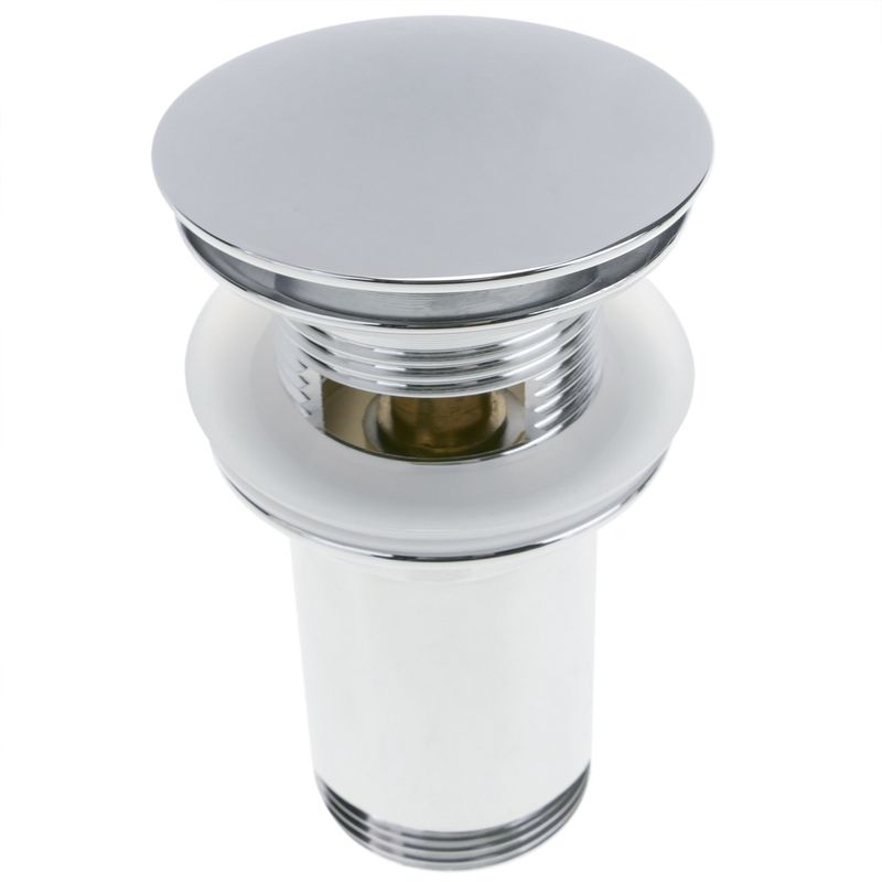 Válvula de desagüe 9cm. Tapón para lavabo y baño universal G1-1/4 cromado redondeado - KS10400 - 01