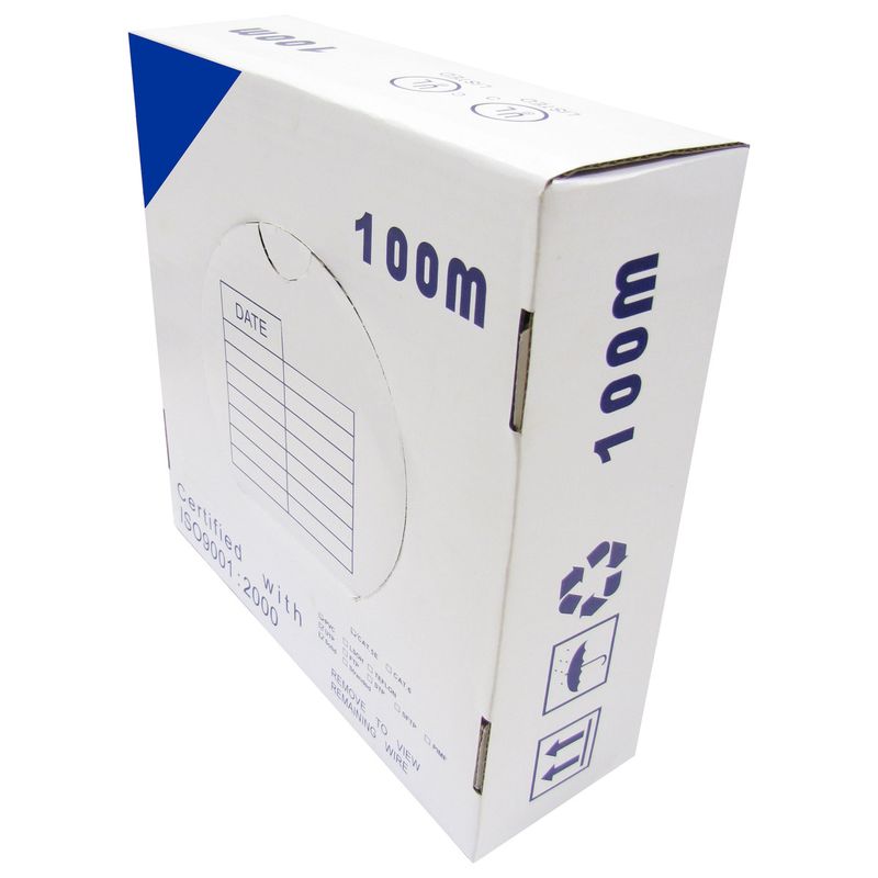 Bobina de cable de red ethernet Cat. 5e UTP CCA de 100 m rígido de color azul - LQ01100 - 01