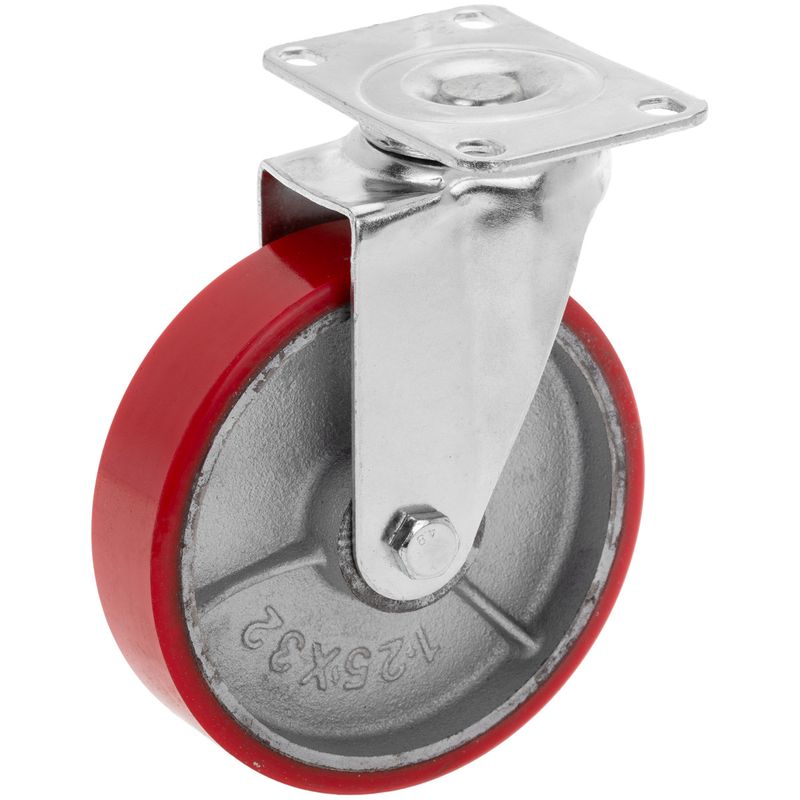Rueda pivotante industrial de poliuretano y metal sin freno 125 mm - QR04200 - 01