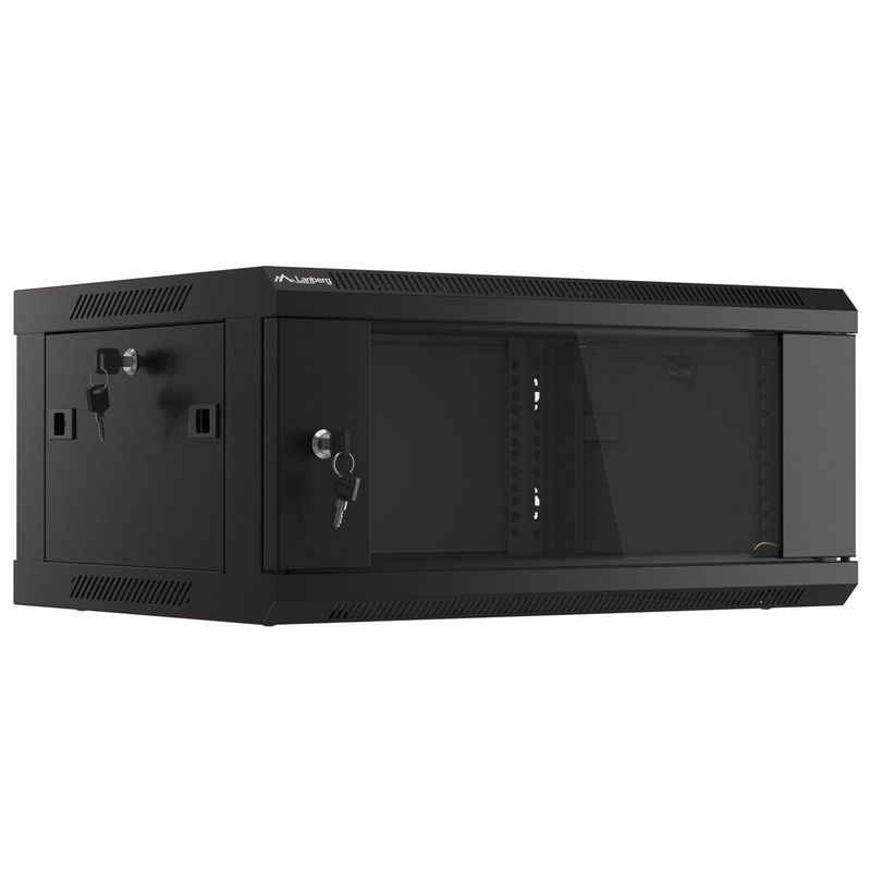 Armario Rack mural 19" 4U F450 600x450x277mm pared desmontado DIY negro Lanberg - WK31300 - 01