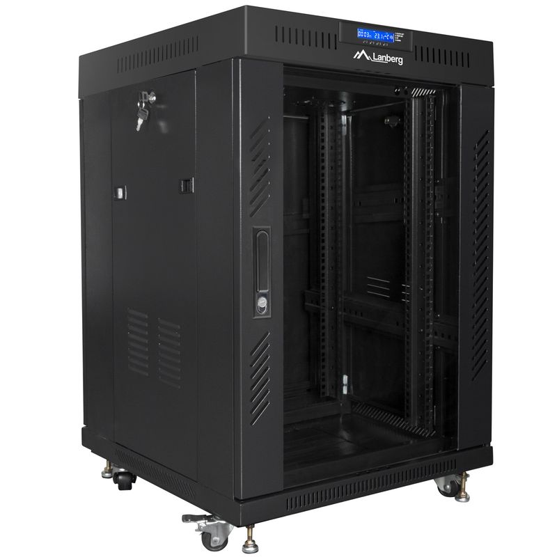 Armario Rack 19" de pie 15U F600 600x600x905mm negro Lanberg - WL50000 - 01
