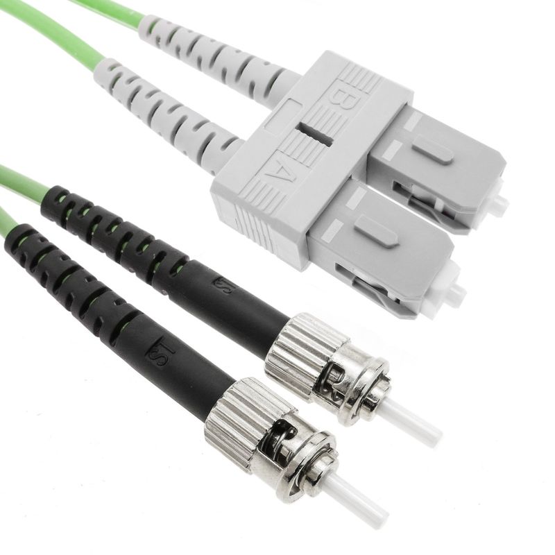 Cable de fibra óptica OM5 multimodo duplex 50µm/125µm ST/PC a SC/PC 100Gb de 1 m - GC05200 - 01