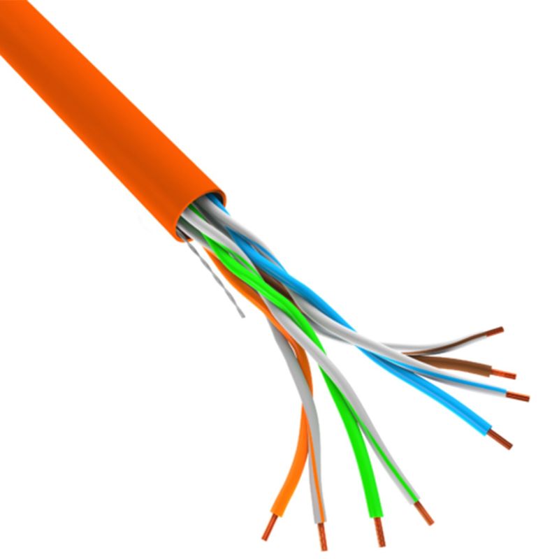 Bobina de cable de Lanberg LCU5-12CU-0305-O UTP Cat 5e RJ45 rígido Fluke tested AWG24 305m de color naranja - LN16100 - 01