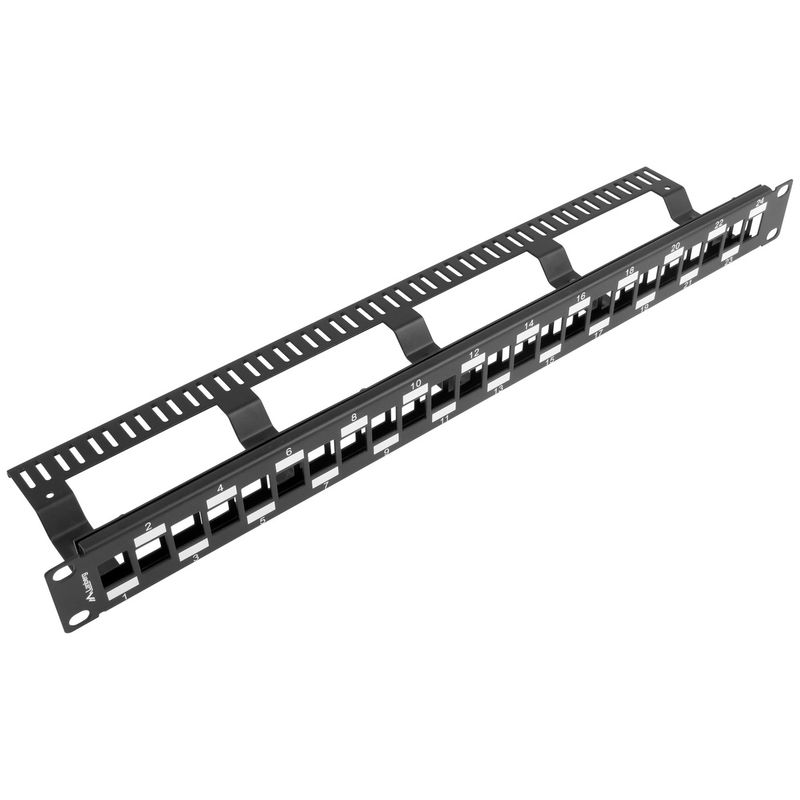 Patch panel configurable para keystone 19" de 24 RJ45 con peine FTP y UTP1U Lanberg PPKS-1224-B - RD13900 - 01