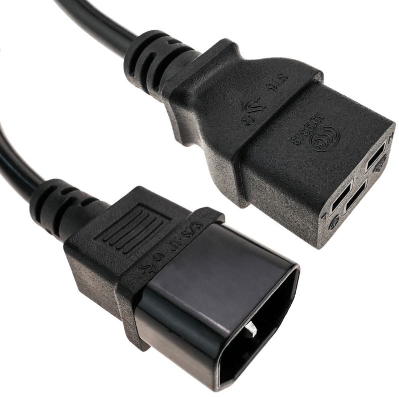 Cable eléctrico alta calidad 3x1.5mm² IEC60320 C19 hembra a C14 macho 3m - FA07300 - 01