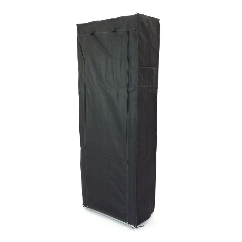 Armario ropero y zapatero de tela desmontable 60 x 30 x 160 cm negro con puerta enrollable - DX09100 - 01