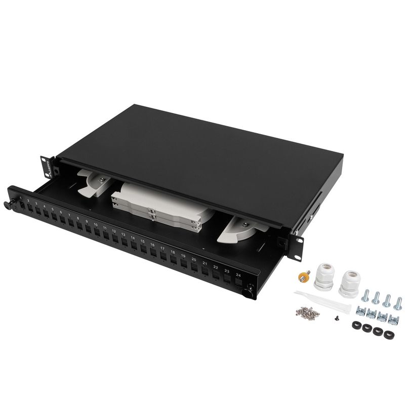 Patch panel para rack 19" 1U 24 SC simplex o LC duplex - FQ10700 - 01