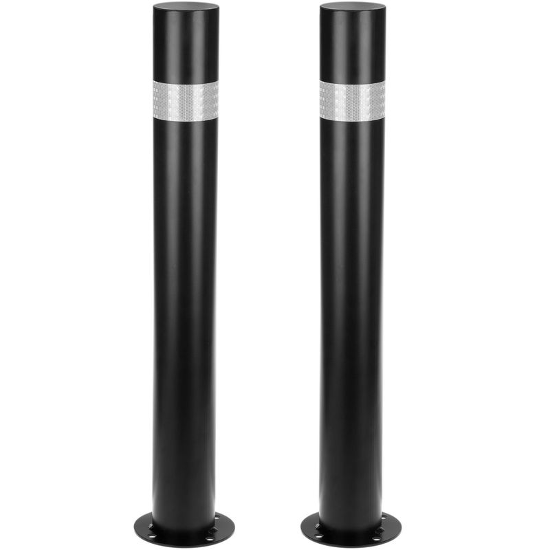 Pack de 2 uds de pilonas bolardos de acero con base clavada 110x1000mm de color negro - YZ05200 - 01