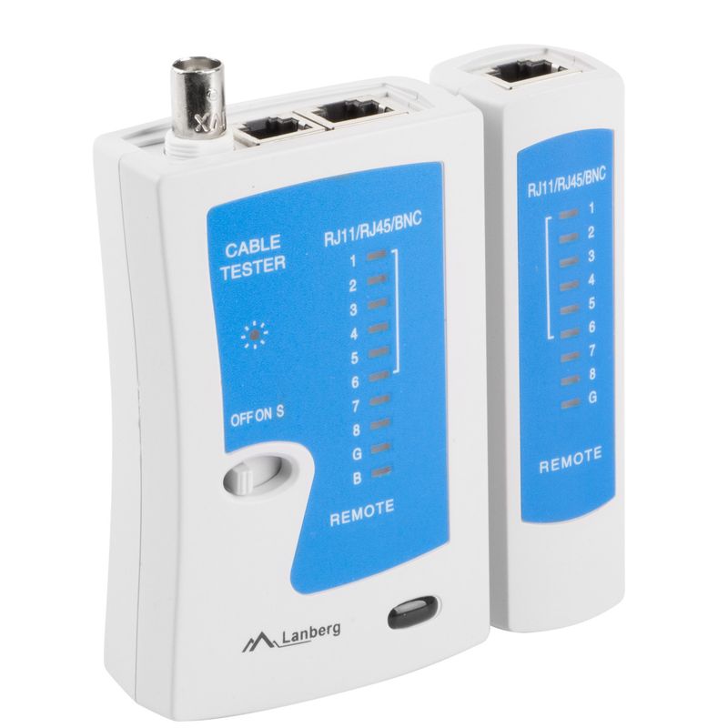 Comprobador de cables de red Lanberg NT-0401 para RJ45 RJ12 RJ11 cables UTP/FTP/SFTP y coaxial - CT10300 - 01