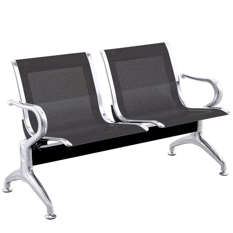 Bancada para sala de espera con sillas ergonómicas negras de 2 plazas - WC01200 - 01