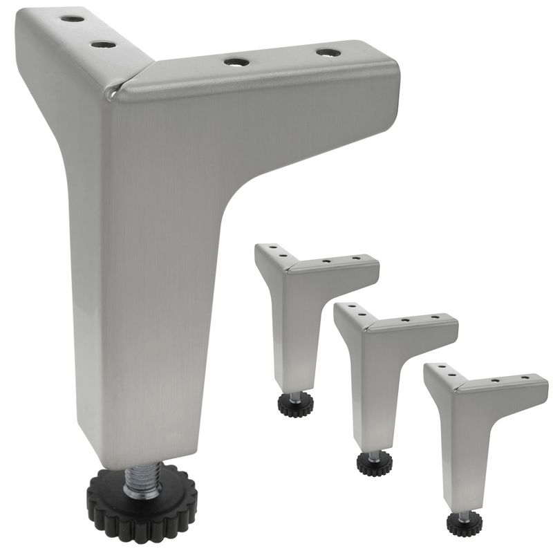 Pies esquineros para mesa y mueble. Patas en acero inoxidable de 107-130 mm 4-pack - IO09300 - 01