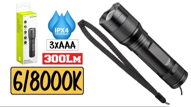 Linterna Chip Led 300lm 3 modos luz en Negro - LP 5852 - 01