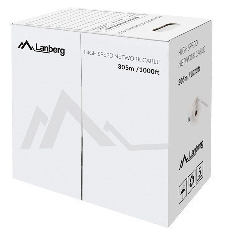Bobina de cable de red LAN UTP Lanberg Cat. 5e 24AWG rígido amarillo 305m - LN14800 - 01