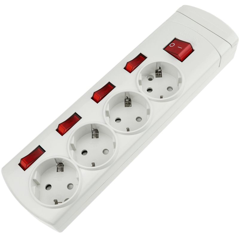 Regleta de 4 enchufes schuko con interruptor individual sin cable - CA00700 - 01