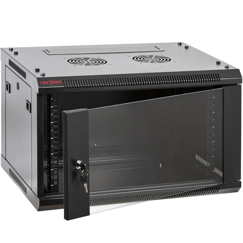 Armario rack mural 19'' 6U 600x600x370mm pared negro SOHORack GO montado - WK02200 - 01