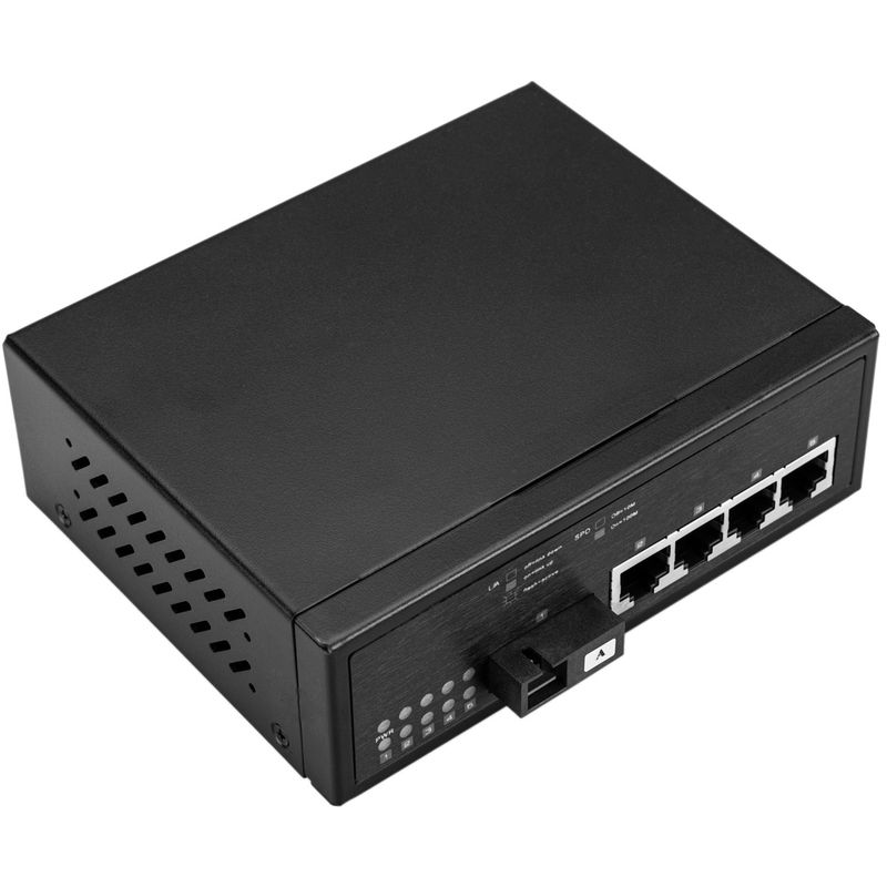 Conversor de fibra óptica 100Mbps monomodo 4xRJ45 SC 1310nm simplex 40km - UF05300 - 01