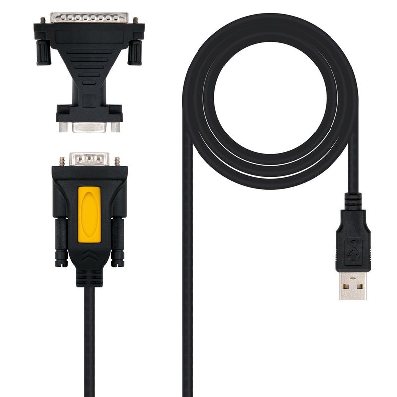 Cable conversor USB a RS232 1.8 metros de USB tipo A macho a RS232 DB9/DB25 macho - UB06900 - 01