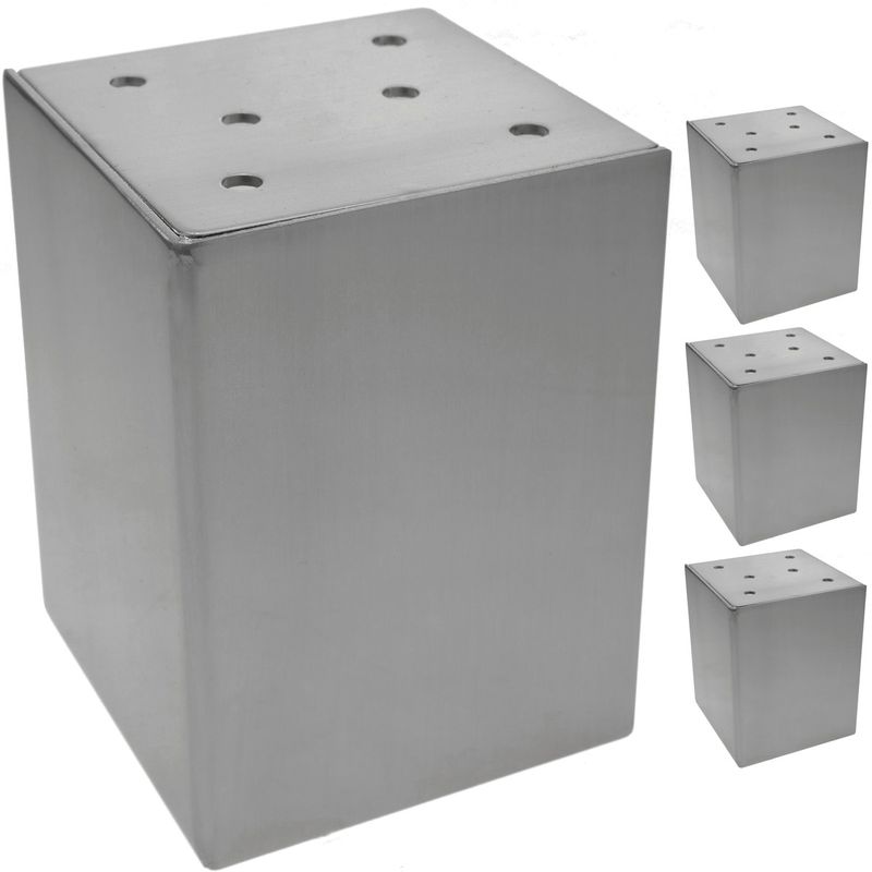 Pies cúbicos para mesa y mueble. Patas en acero inoxidable de 10cm 4-pack - S011000 - 01