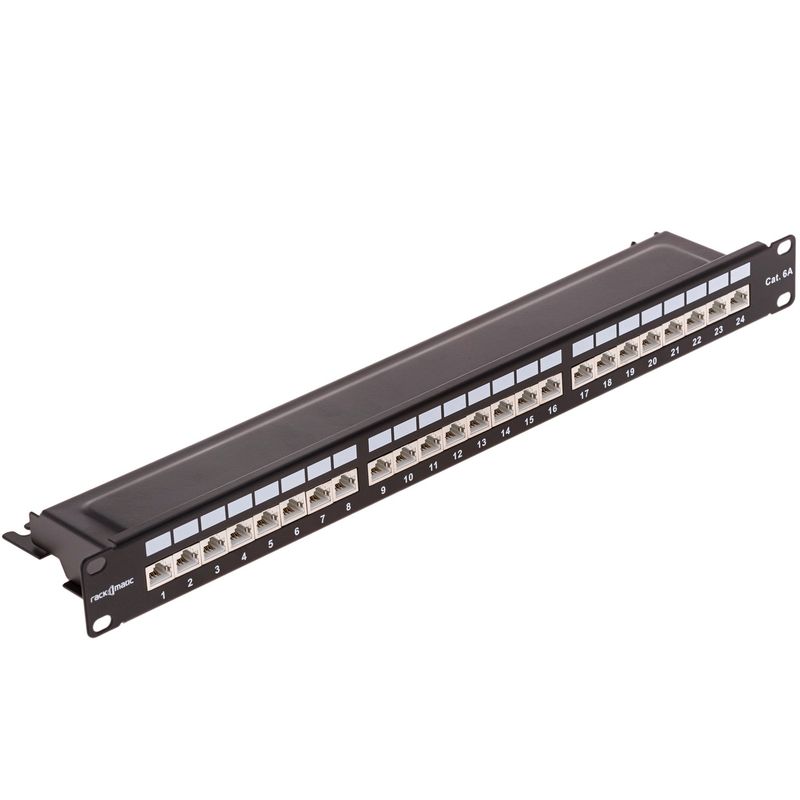 Patch panel rack 24 RJ45 Cat.6A FTP 1U negro con peine para gestión de cables - RD04600 - 01