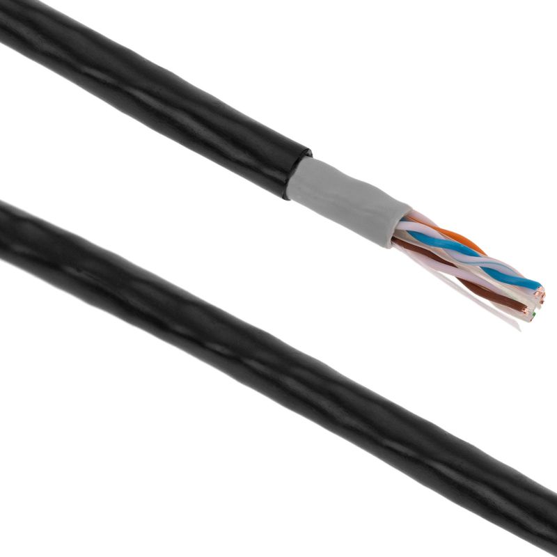Bobina de cable de red ethernet Cat. 6 UTP de 305 m rígido de color negro para exterior - LM09500 - 01