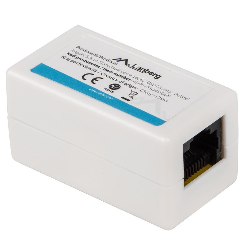 Adaptador CAT6 de Lanberg UTP RJ45 hembra/hembra - RD18100 - 01