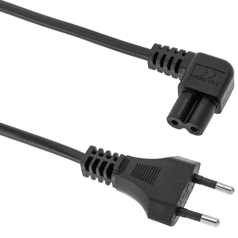 Cable de alimentación eléctrico IEC-60320 de 3 m. Enchufe C7 hembra a bipolar macho acodado - FB10100 - 01