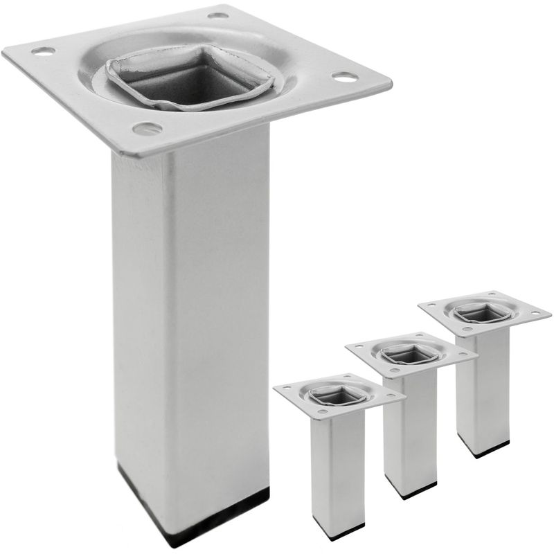 Pies cuadrados para mesa y mueble. Patas en acero gris de 10cm 4-pack - IO05300 - 01